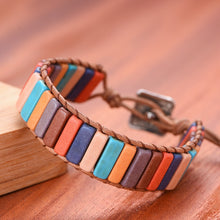 Load image into Gallery viewer, Chakra Bracelet Jewelry Handmade Multi Color Natural Stone Tube Beads Leather Wrap Couples Bracelets Creative Gifts Dropshipping