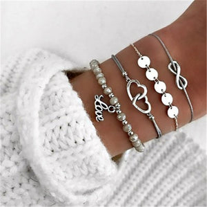 30 Mixed Turtle Marble Lotus Heart Bracelet Set Bohemian Women Multi-layer Beaded Bracelet Vintage Tassel Bracelet Wholesale