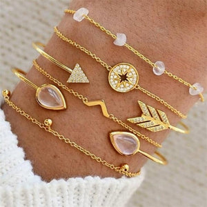 30 Style Boho Bangle Elephant Heart Shell Star Moon Bow Map Crystal Bead Bracelet Women Charm Party Wedding Jewelry Accessories