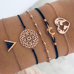 30 Style Boho Bangle Elephant Heart Shell Star Moon Bow Map Crystal Bead Bracelet Women Charm Party Wedding Jewelry Accessories