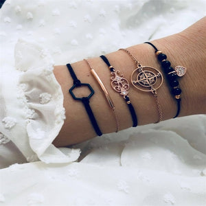 30 Style Boho Bangle Elephant Heart Shell Star Moon Bow Map Crystal Bead Bracelet Women Charm Party Wedding Jewelry Accessories