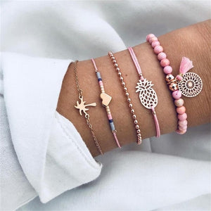 30 Style Boho Bangle Elephant Heart Shell Star Moon Bow Map Crystal Bead Bracelet Women Charm Party Wedding Jewelry Accessories